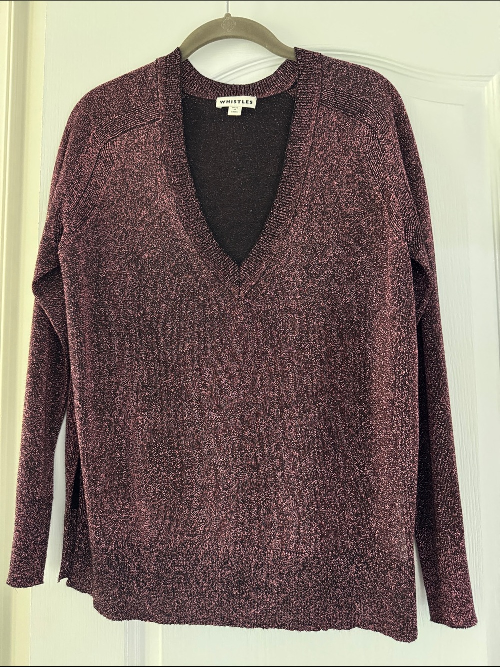 Whistles Plum Mix V-Neck Sweater